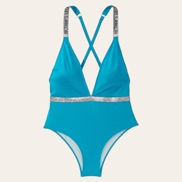 VICTORIA'S SECRET SWIM Shine Strap Plunge One-Piece Swimsuit Size L - Picture 5 of 8